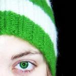 Girl with Knitted Green Beanie Hat