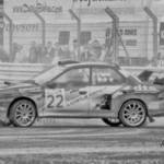 black and white rally car