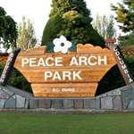 Dogwood Emblem on Park Sign, Peace Arch Park