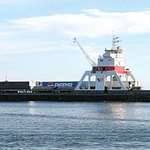 Ferry transporting trucks