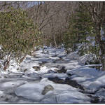 High Mountain Stream in Snow