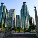 Skyscrapers overlooking Coal Harbour, Vancouver, BC