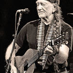 Willie Nelson in black and white