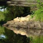 water reflection on bridge